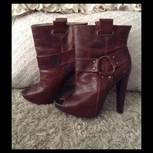 Jessica Simpson peep toe distressed ankle boots